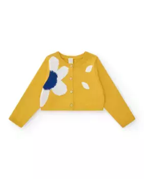 Куртка для девочки с цветочным принтом и застежкой на пуговицы Tuc tuc, желтый