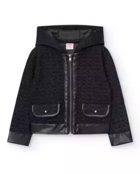 Куртка для девочки с капюшоном и застежкой-молнией Boboli, черный