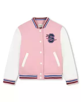 Куртка для девочки с контрастными рукавами и кнопками Sonia Rykiel, розовый