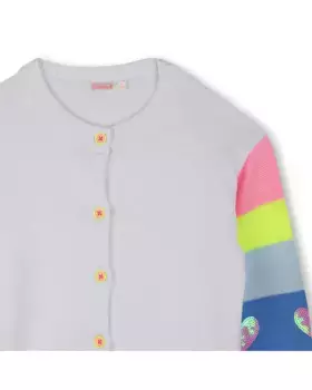 Куртка для девочки с контрастными рукавами и застежкой на пуговицы Billieblush, белый