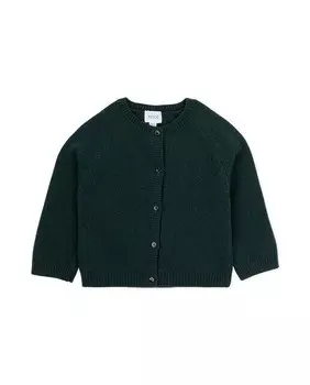 Куртка для девочки с круглым вырезом и застежкой на пуговицы Knot, темно-зеленый