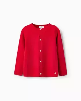 Куртка для девочки с круглым вырезом и застежкой на пуговицы Zippy, красный