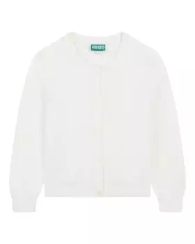 Куртка для девочки с круглым вырезом и застежкой на пуговицы Kenzo Kids, белый