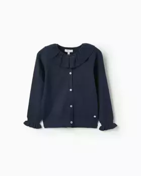 Куртка для девочки с воротником с рюшами и застежкой на пуговицы Zippy, темно-синий