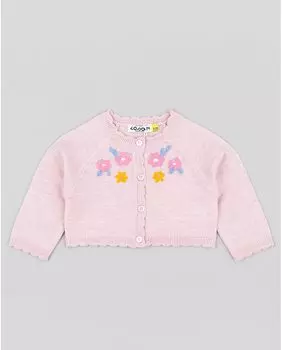 Куртка для девочки с вышитыми цветами и застежкой на пуговицы Losan, розовый