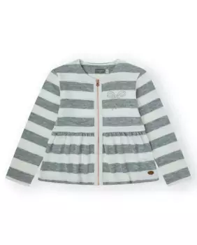 Куртка для девочки светло-серого цвета в полоску Canada House