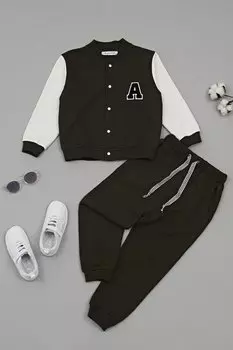 Куртка для колледжа Комплект из верха и низа цвета хаки с вышивкой For You Kids