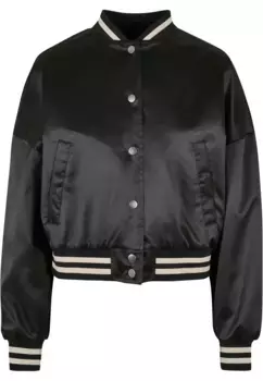 Куртка для колледжа URBAN CLASSICS " Urban Classics Women's Ladies Short Oversized Satin College Jacket" (1 шт.), без капюшона, черный