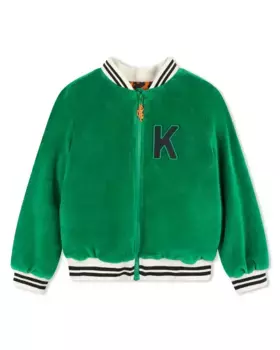 Куртка для мальчика на молнии и вышивкой на спине Kenzo Kids, зеленый
