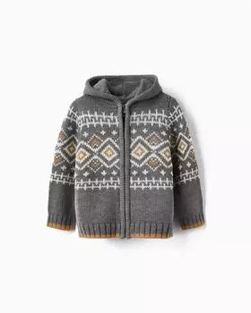 Куртка для мальчика с капюшоном и застежкой-молнией. Zippy, темно-серый