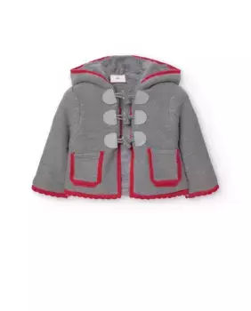 Куртка для мальчика с капюшоном и застежкой на крючок Boboli, светло-серый