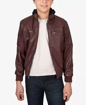 Куртка для мальчика с подкладкой из ПУ и вязаным капюшоном XRAY, красный