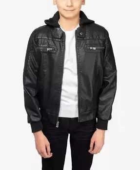 Куртка для мальчика с подкладкой из ПУ и вязаным капюшоном XRAY, черный