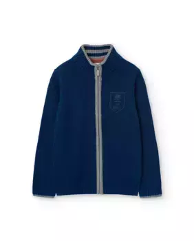 Куртка для мальчика с высоким воротником и молнией Boboli, темно-синий