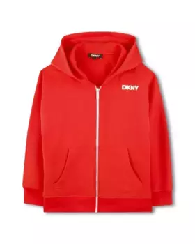 Куртка для мальчиков с капюшоном и застежкой-молнией DKNY, красный
