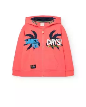 Куртка для мальчиков с капюшоном и застежкой-молнией Boboli, красный