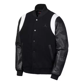 Куртка dna varsity jacket sleeve colorblock casual black Air Jordan, черный
