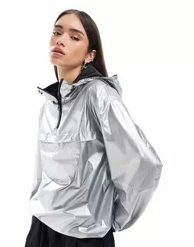 Куртка-дождевик ASOS DESIGN pac-a-mac цвета серебристый металлик