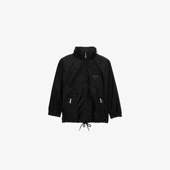 Куртка-Дождевик из нейлона Re-Nylon с логотипом и рукавами реглан Prada, черный