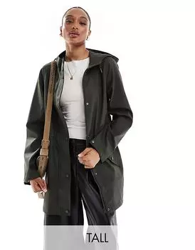 Куртка-дождевик с покрытием и капюшоном цвета глубокий хаки Vero Moda