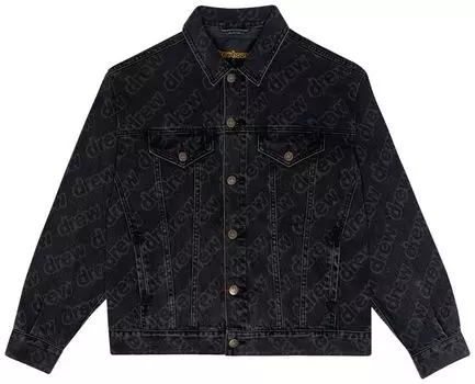 Куртка Drew House Secret Letter All Over Loose Denim Jacket 'Black', черный