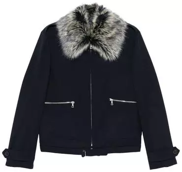 Куртка Dries Van Noten Faux Fur Collar Wool Bomber Jacket 'Navy', синий