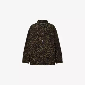 Куртка джинсовая Allsaints с леопардовым принтом, коричневый
