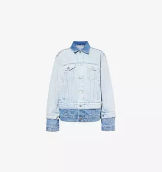 Куртка джинсовая классического кроя с контрастными вставками Stella Mccartney, цвет two tonal denim wash
