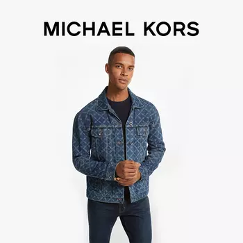 Куртка джинсовая мужская Michael Kors с ромбовидной решеткой и принтом, синий