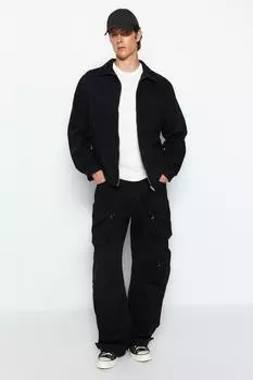 Куртка джинсовая мужская Trendyol на молнии, черный