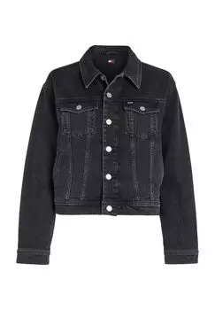Куртка джинсовая, отложной воротник, планка на пуговицах, женская TOMMY Jeans, цвет Denim Black