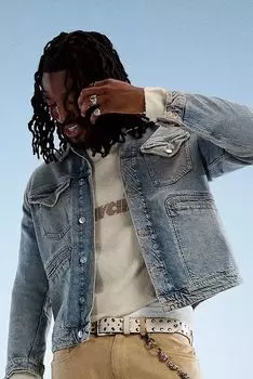 Куртка джинсовая свободного покроя Tommy Jeans Isaac для дальнобойщиков, средняя степень стирки