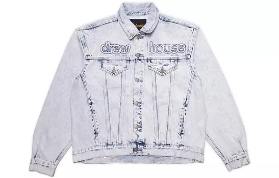 Куртка джинсовая унисекс с логотипом серии Letter Blue Drew House, светло-голубой