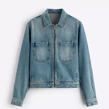 Куртка джинсовая Zara Cropped X Rhuigi Limited Edition, синий
