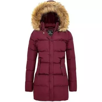 Куртка Farvalue Women's Winter Coat Thicken Puffer, темно-красный