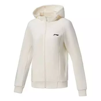 Куртка фитнес-серии с логотипом, кардиган с капюшоном, куртка Li-Ning, белый