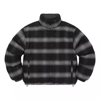 Куртка flannel reversible puffer jacket 'black grey' Supreme, черный