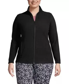 Куртка-флис на молнии любого размера Plus Size Anyweather Lands' End, черный