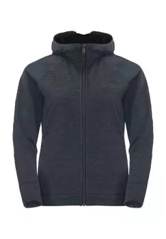 Куртка флисовая, капюшон, воротник стойка, женская Jack Wolfskin, цвет Night Blue