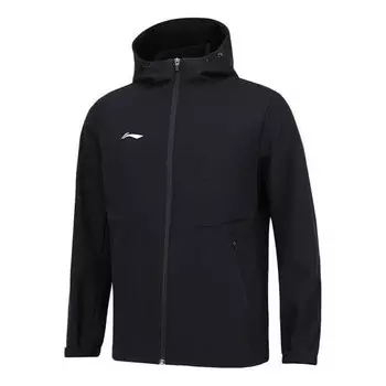 Куртка флисовая куртка с капюшоном и логотипом на молнии Li-Ning, черный