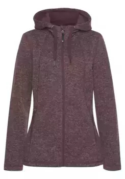 Куртка флисовая вязаная Polarino, с капюшоном, теплоизоляционная, дышащая, бордовый