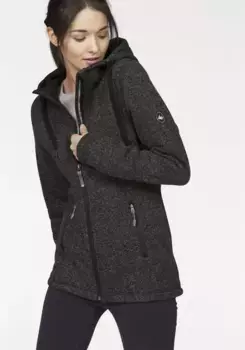 Куртка флисовая вязаная Polarino, с капюшоном, теплоизоляционная, дышащая, антрацит