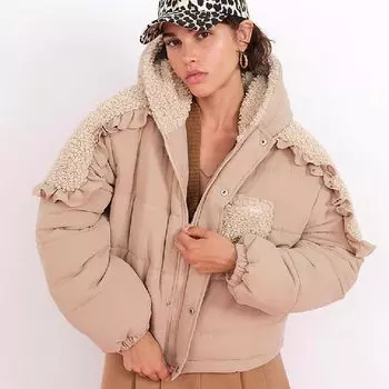 Куртка For Love &amp; Lemons Puffer With Ruffle Trim, бежевый