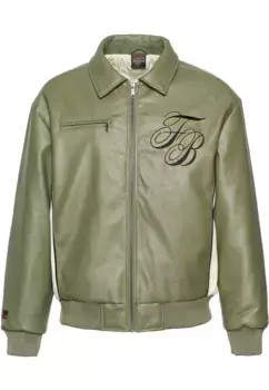 Куртка Fubu для колледжа " Fubu Men's FM234-008-2 FUBU FB Initials Leather Coach Jacket" (1 шт.), без капюшона, белый