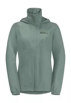 Куртка функциональная Stormy Point непромокаемая, с капюшоном, женская Jack Wolfskin, цвет Picnic Green