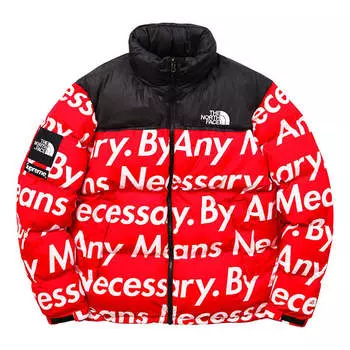 Куртка fw15 x the north face by any means nuptse jacket 'red' Supreme, красный