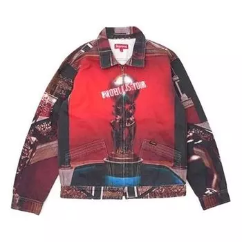 Куртка fw17 x scarface the world is yours denim jacket 'red black' Supreme, красный