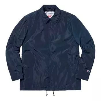 Куртка fw18 x champion label coaches jacket navy Supreme, синий