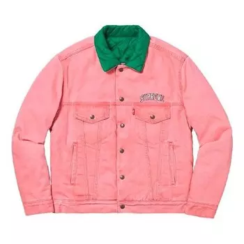 Куртка fw18 x levs quilted reversible trucker jacket pink Supreme, розовый