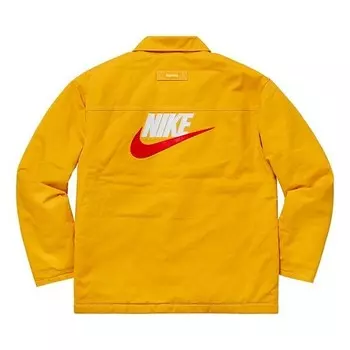 Куртка fw18 x nike double zip quilted work jacket mustard Supreme, желтый